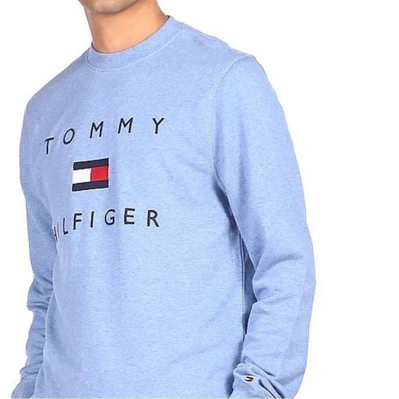 Tommy Hilfiger Crewneck Embroidered Y2K Style Blue Sweatshirt Shirt Men’s M - Picture 1 of 12